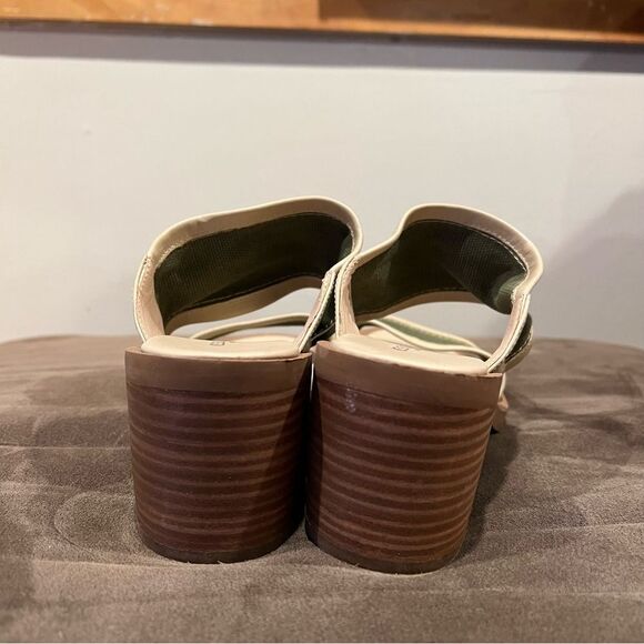 Kelsi Dagger Size 7.5 Canvas Block Stacked Heel Sandal Olive Green Slide main image 5